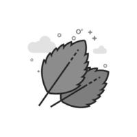 Basil leaves icon in flat outlined grayscale style illustration vector