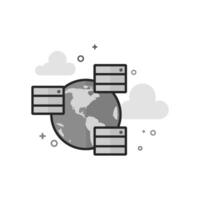 Server icon in flat outlined grayscale style illustration vector