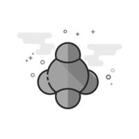 Molecules icon in flat outlined grayscale style illustration vector