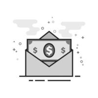 Money envelope icon in flat outlined grayscale style illustration vector