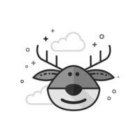 Reindeer the moose icon in flat outlined grayscale style illustration vector