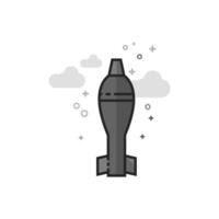 Mortar missile icon in flat outlined grayscale style illustration vector