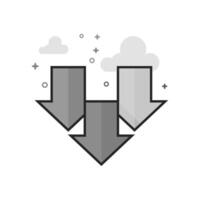 Multiple download arrow icon in flat outlined grayscale style illustration vector