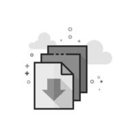 Multiple download arrow icon in flat grayscale style illustration vector