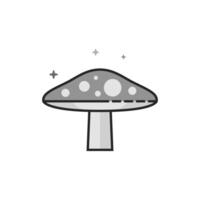 Mushroom icon in flat outlined grayscale style illustration vector