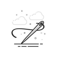 Needle icon in flat outlined grayscale style illustration vector