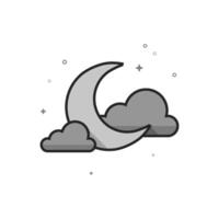 Weather overcast cloudy icon in flat outlined grayscale style illustration vector