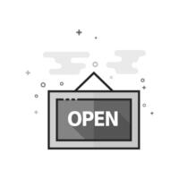 Open sign icon in flat outlined grayscale style illustration vector