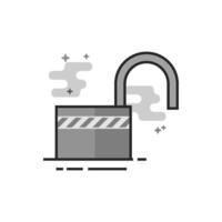 Padlock unlocked icon in flat outlined grayscale style illustration vector