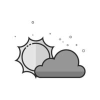 Weather forecast partly cloudy icon in flat outlined grayscale style vector