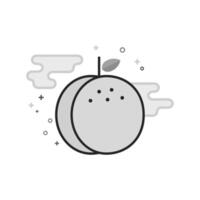Peach icon in flat outlined grayscale style illustration vector