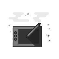 Drawing tablet icon in flat outlined grayscale style illustration vector