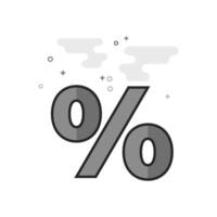 Percent symbol icon in flat outlined grayscale style illustration vector