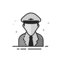 Pilot avatar icon in flat outlined grayscale style illustration vector