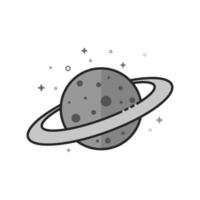 Planet icon in flat outlined grayscale style illustration vector