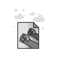 Hand fist icon in flat outlined grayscale style illustration vector