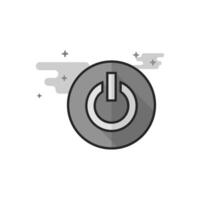 Power button icon in flat outlined grayscale style illustration vector