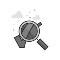 Magnifier check mark icon in flat outlined grayscale style illustration vector