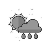 Rainy icon in flat outlined grayscale style illustration vector