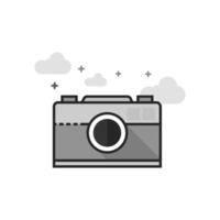 Range finder camera icon in flat outlined grayscale style illustration vector