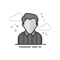 Referee avatar icon in flat outlined grayscale style illustration vector