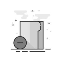 Folder icon in flat outlined grayscale style vector