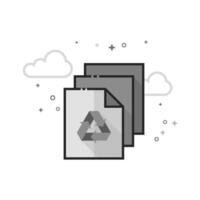 Recycle symbol icon in flat outlined grayscale style vector