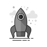 Rocket icon in flat outlined grayscale style illustration vector