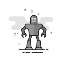 Toy robot icon in flat outlined grayscale style illustration vector