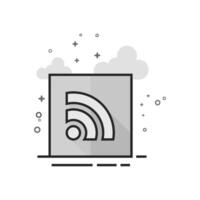 RSS symbol in flat outlined grayscale style illustration vector