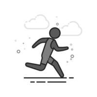 Running athlete icon in flat outlined grayscale style vector