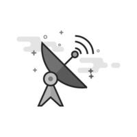 Satellite receiver icon in flat outlined grayscale style vector