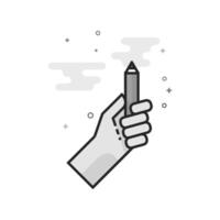 Pencil measure icon in flat outlined grayscale style illustration vector