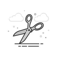 Scissor icon in flat outlined grayscale style illustration vector