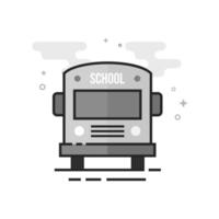 School bus icon in flat outlined grayscale style illustration vector
