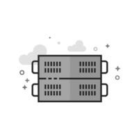 Server rack icon in flat outlined grayscale style illustration vector