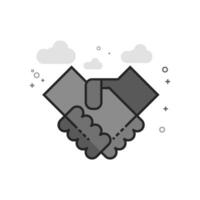 Handshake icon in flat grayscale style illustration vector