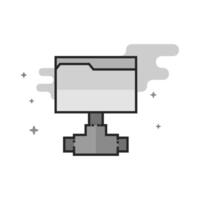 Shared folder icon in flat outlined grayscale style illustration vector