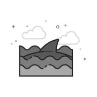 Shark icon in flat outlined grayscale style illustration vector