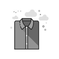 Folded shirt icon in flat outlined grayscale style vector