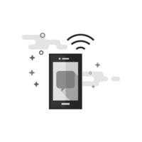 Smartphone icon in flat outlined grayscale style illustration vector