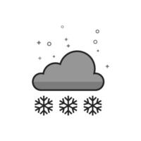 Weather overcast snowing icon in flat outlined grayscale style illustration vector
