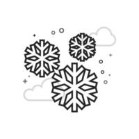Snowflake icon in flat outlined grayscale style illustration vector