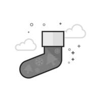 Christmas sock icon in flat outlined grayscale style illustration vector