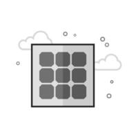 Solar cells panel icon in flat outlined grayscale style illustration vector
