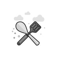 Spatula icon in flat outlined grayscale style vector