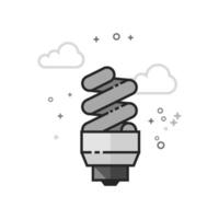 Light bulb icon in flat outlined grayscale color vector