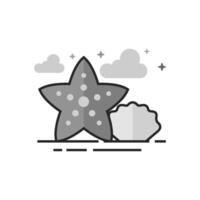 Star fish icon in flat outlined grayscale style illustration vector