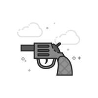 Revolver gun icon in flat outlined grayscale style illustration vector