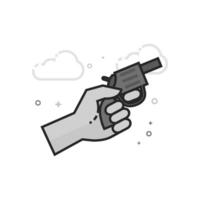 Starting gun icon in flat outlined grayscale style illustration vector